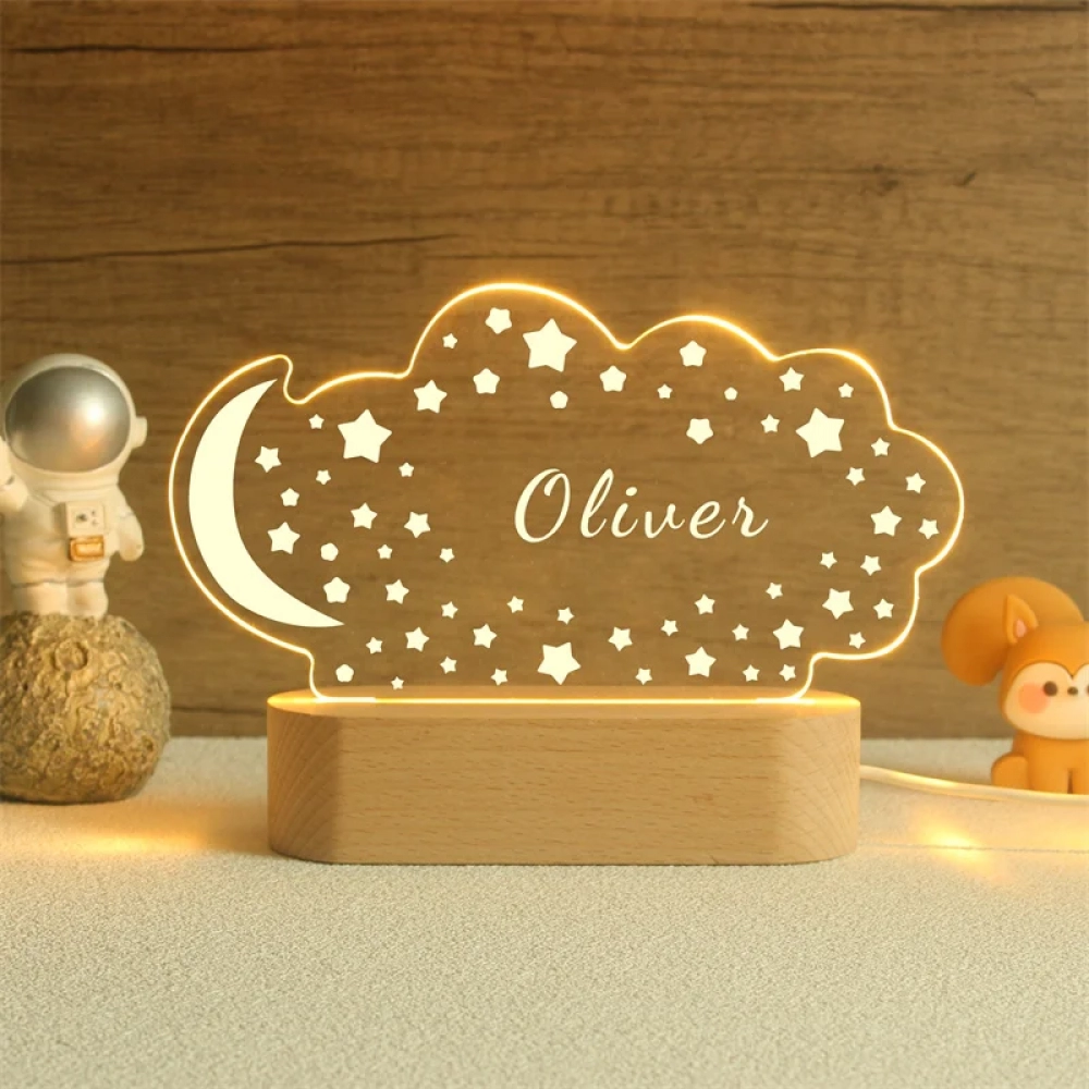 Personalized Night Light with Moon & Stars,Custom Name Night Light Gift, Baby Gift,Personalized Gift for Kids,Kids Room Decor,